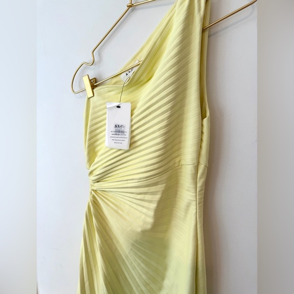 A.L.C. Delfina Dress Canary Yellow Size 2 Faux Leather One Shoulder - Picture 7 of 16
